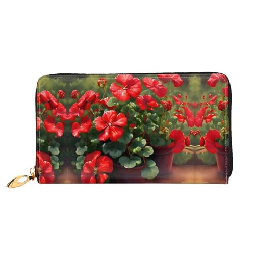 PHAYAH Damen-Geldbörse mit rotem Geranien-Muster, Leder, Kreditkartenhalter, Clutch, lang, für Damen PHAYAH Damen-Geldbörse mit rotem Geranien-Muster, Leder, Kreditkartenhalter, Clutch, lang, für Damen von PHAYAH
