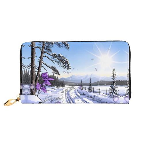 PHAYAH Damen-Geldbörse mit schneebedecktem Straßenmuster, Leder, Kreditkartenhalter, Clutch, lang, für Damen von PHAYAH