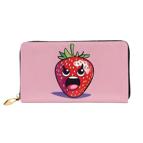 PHAYAH Damen-Geldbörse mit wütendem Erdbeermuster, Leder, Kreditkartenhalter, Clutch, lang, für Damen von PHAYAH