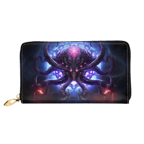 PHAYAH Deep Sea Octopus King Pattern Damen Geldbörse Lange Clutch Reißverschluss Rund Reise Leder Geldbörse Große Kapazität Kreditkartenetui von PHAYAH