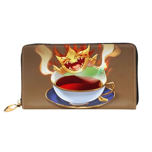 PHAYAH Fantasy Teetasse Muster Geldbörse Damen Leder Geldbörse Kreditkartenetui Clutch Lang Damen Billfold von PHAYAH