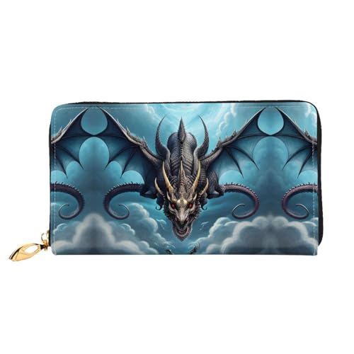 PHAYAH Flying Dragon Pattern Damen Geldbörse Lange Clutch Reißverschluss Rund Reise Leder Geldbörse Große Kapazität Kreditkartenetui von PHAYAH