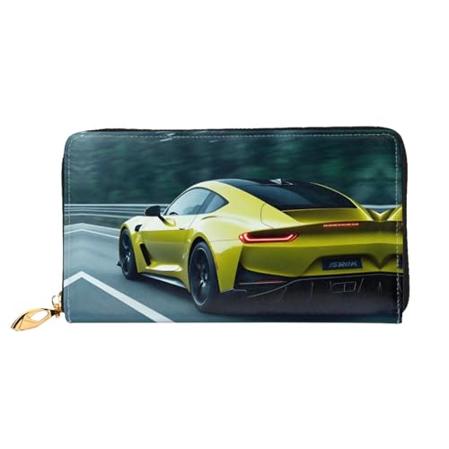 PHAYAH Future Style Sportwagen Muster Damen Geldbörse Lange Clutch Reißverschluss Rund Reise Leder Geldbörse Große Kapazität Kreditkartenetui von PHAYAH