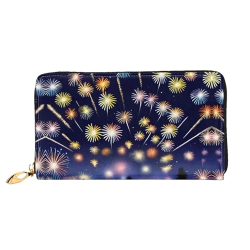PHAYAH Geldbörse mit Feuerwerk-Muster, Damen, Leder, Kreditkartenhalter, Clutch, lang, für Damen von PHAYAH