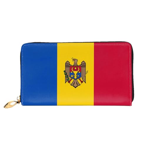 PHAYAH Geldbörse mit Flagge von Moldawien, Leder, Kreditkartenhalter, Clutch, lang, für Damen von PHAYAH