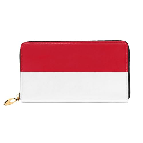 PHAYAH Geldbörse mit Flagge von Monaco, Leder, Kreditkartenhalter, Clutch, lang, für Damen von PHAYAH