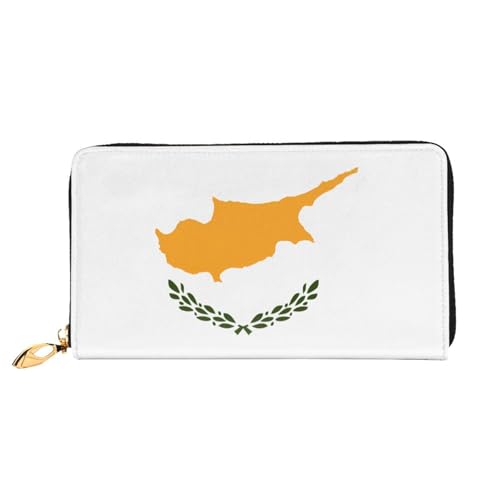 PHAYAH Geldbörse mit Flagge von Zypern, Leder, Kreditkartenhalter, Clutch, lang, für Damen von PHAYAH