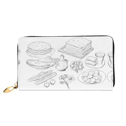 PHAYAH Geldbörse mit Gemüse und Nudelmuster, Damen, Leder, Kreditkartenhalter, Clutch, lang, Damengeldbörse von PHAYAH