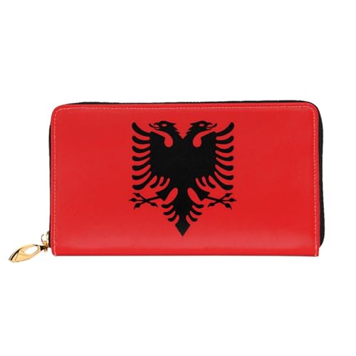 PHAYAH Geldbörse mit albanischem Flaggenmuster, Damen, Leder, Kreditkartenhalter, Clutch, lang, für Damen PHAYAH Geldbörse mit albanischem Flaggenmuster, Damen, Leder, Kreditkartenhalter, Clutch, lang, für Damen von PHAYAH