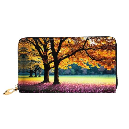 PHAYAH Geldbörse mit fallendem Blättermuster, Damen, Leder, Kreditkartenhalter, Clutch, lang, für Damen von PHAYAH