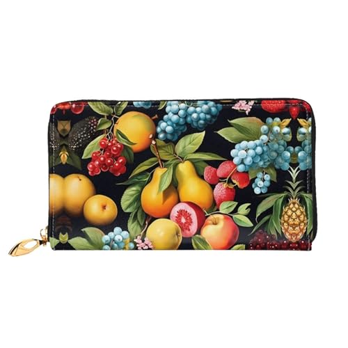 PHAYAH Geldbörse mit verschiedenen Früchten, Leder, Kreditkartenhalter, Clutch, lang, für Damen von PHAYAH