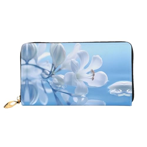 PHAYAH Kleine weiße Blumen in Blüte Muster Geldbörse Damen Leder Geldbörse Kreditkartenetui Clutch lang Damen Billfold PHAYAH Kleine weiße Blumen in Blüte Muster Geldbörse Damen Leder Geldbörse Kreditkartenetui Clutch lang Damen Billfold von PHAYAH