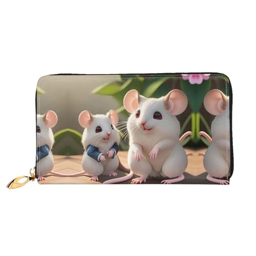 PHAYAH Mutter und Kind Ratten Muster Damen Geldbörse Lange Clutch Reißverschluss Rund Reise Leder Geldbörse Große Kapazität Kreditkartenetui von PHAYAH