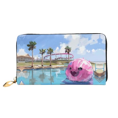 PHAYAH Pool Fun Ballmuster Damen Geldbörse Lange Clutch Reißverschluss Rund Reise Leder Geldbörse Große Kapazität Kreditkartenetui von PHAYAH