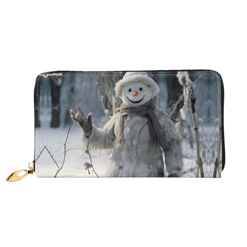 PHAYAH Schneemann Spruch Hello Muster Geldbörse Damen Leder Geldbörse Kreditkartenetui Clutch Lang Damen Billfold von PHAYAH