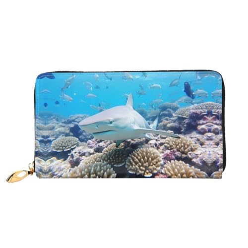 PHAYAH Shark By Coral Reef Pattern Wallet Women Leather Wallet Credit Card Holder Clutch Long Ladies Billfold PHAYAH Shark By Coral Reef Pattern Wallet Women Leather Wallet Credit Card Holder Clutch Long Ladies Billfold von PHAYAH