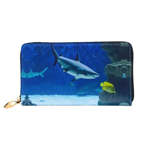 PHAYAH Shark Chasing Small Fish Pattern Wallet Women Leather Wallet Credit Card Holder Clutch Long Ladies Billfold PHAYAH Shark Chasing Small Fish Pattern Wallet Women Leather Wallet Credit Card Holder Clutch Long Ladies Billfold von PHAYAH