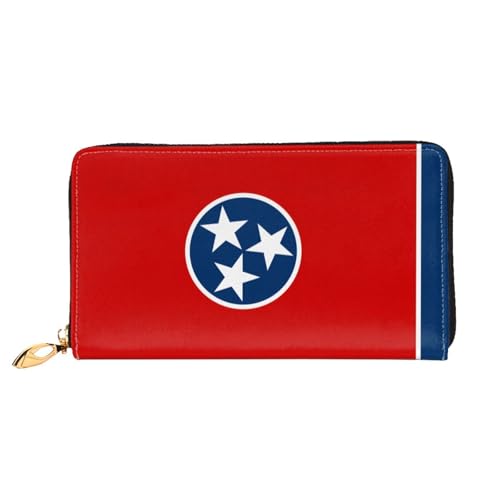 PHAYAH Tennessee Geldbörse mit Staatsflaggenmuster, lange Clutch, Reißverschluss, Leder, großes Fassungsvermögen, Kreditkartenetui von PHAYAH