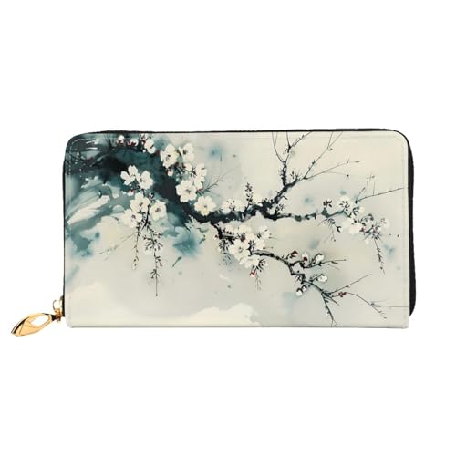 PHAYAH Waxing Damen Geldbörse aus Leder, Kreditkartenhalter, Clutch, lang, Pflaumenmuster von PHAYAH