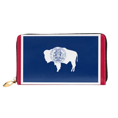 PHAYAH Wyoming Geldbörse mit Staatsflaggenmuster, Damen, Leder, Kreditkartenhalter, Clutch, lang, für Damen von PHAYAH