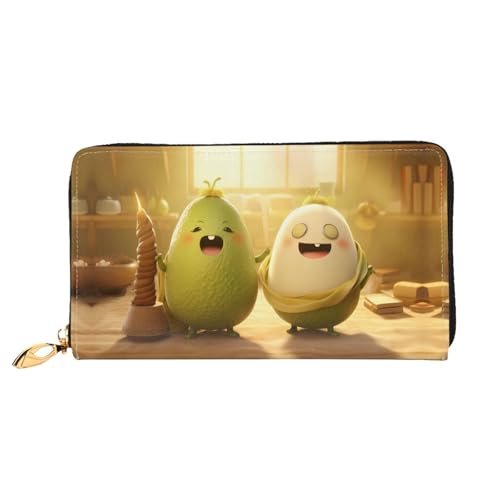 PHAYAH Zwei Avocados Muster Geldbörse Damen Leder Geldbörse Kreditkartenetui Clutch Lang Damen Billfold von PHAYAH