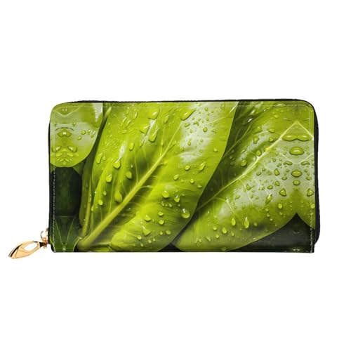 PHAYAH Zwei Gemüseblätter Muster Geldbörse Damen Leder Geldbörse Kreditkartenetui Clutch Lang Damen Billfold von PHAYAH
