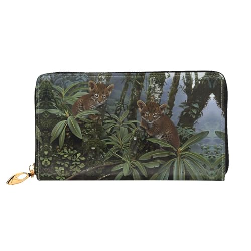 PHAYAH Zwei Leopardenmuster Geldbörse Damen Leder Geldbörse Kreditkartenetui Clutch Lang Damen Billfold von PHAYAH