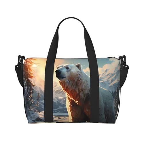 Phayah Eisbär im Winter Wochenendtasche für Damen, Reisetasche, Übernachtung, Wochenendtasche, Sport, Fitnessstudio, Tragetasche, Crossbody-Tasche von PHAYAH