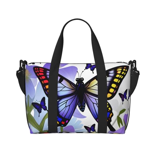 Phayah Flying Butterfly Weekender Tasche für Damen, Reisetasche, Übernachtung, Wochenendtasche, Sport, Fitnessstudio, Tragetasche, Crossbody-Tasche von PHAYAH