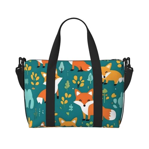 Phayah Forest Happy Fox Weekender-Tasche für Damen, Reisetasche, Übernachtung, Wochenendtasche, Sport, Fitnessstudio, Tragetasche, Crossbody-Tasche von PHAYAH