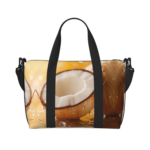 Phayah Fruit of Coconut Reisetasche, Sporttasche, Turnbeutel, Schultertasche, Wochenendtasche, Übernachtungstasche für Damen, Schwarz , Einheitsgröße von PHAYAH