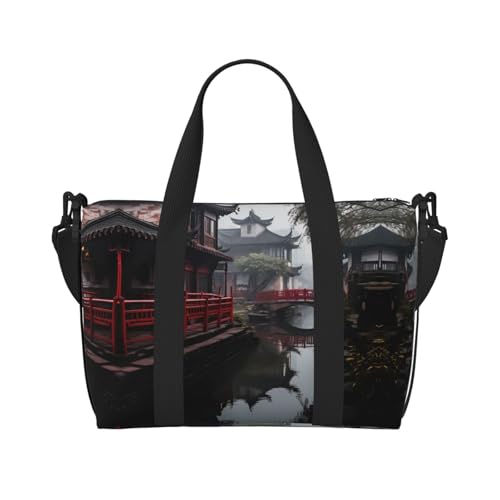 Phayah Gangnam Style Water Town2 Reisetasche, Sporttasche, Turnbeutel, Schultertasche, Wochenendtasche, Übernachtungstasche für Damen, Schwarz , Einheitsgröße von PHAYAH