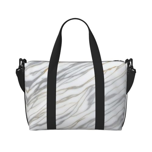 Phayah Goldenen geäderten Marmor-Reisetasche, Sporttasche, Turnbeutel, Schultertasche, Wochenendtasche, Übernachtungstasche für Damen, Schwarz, Einheitsgröße von PHAYAH