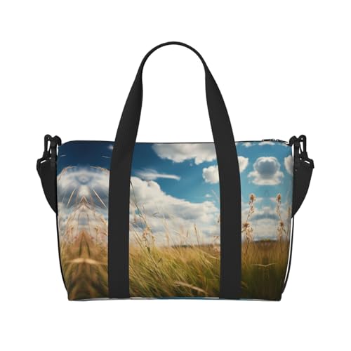 Phayah Grassland Herbst-Reisetasche, Sporttasche, Turnbeutel, Schultertasche, Wochenendtasche, Übernachtungstasche für Damen, Schwarz , Einheitsgröße von PHAYAH