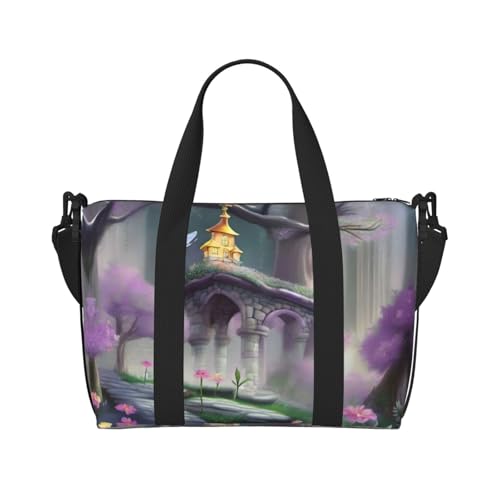 Phayah Märchen-Szenario-Reisetasche, Sporttasche, Turnbeutel, Schultertasche, Wochenendtasche, Übernachtungstasche für Damen, Schwarz , Einheitsgröße von PHAYAH