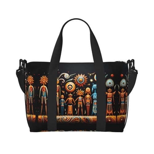 Phayah Primitive Totem Reisetasche, Sporttasche, Turnbeutel, Schultertasche, Wochenendtasche, Übernachtungstasche für Damen, Schwarz, Einheitsgröße, Schwarz, One Size von PHAYAH