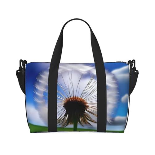Phayah Pusteblumen-Reisetasche, Sporttasche, Turnbeutel, Schultertasche, Wochenendtasche, Übernachtungstasche für Damen, Schwarz , Einheitsgröße von PHAYAH