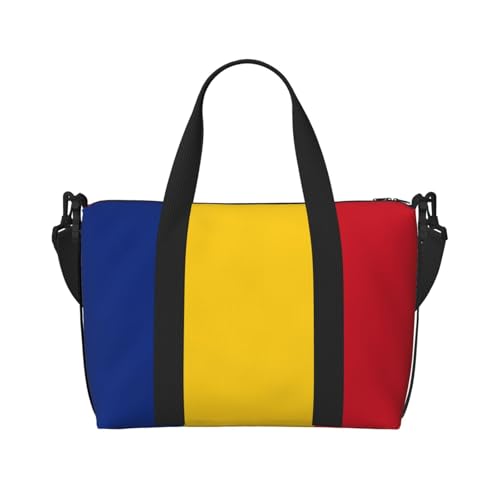 Phayah Reisetasche mit Flagge von Rumänien, Sporttasche, Turnbeutel, Schultertasche, Wochenendtasche, Übernachtungstasche für Damen, Schwarz, Einheitsgröße, Schwarz, One Size von PHAYAH