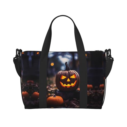 Phayah Reisetasche mit Kürbis-Modellierung, Sporttasche, Turnbeutel, Schultertasche, Wochenendtasche, Übernachtungstasche für Damen, Schwarz , Einheitsgröße von PHAYAH