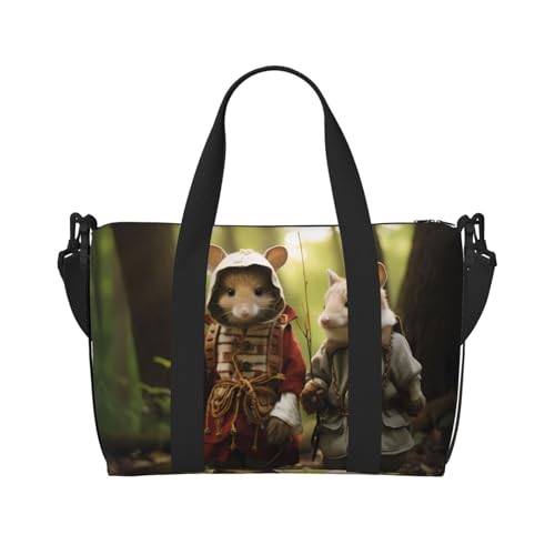 Phayah Reisetasche mit Ratten-Anthropomorphisierung, Sporttasche, Turnbeutel, Schultertasche, Wochenendtasche, Übernachtungstasche für Damen, Schwarz , Einheitsgröße von PHAYAH