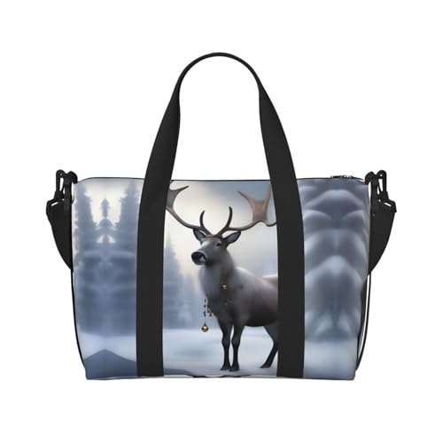 Phayah Reisetasche mit Rentier-Motiv, Sporttasche, Turnbeutel, Schultertasche, Wochenendtasche, Übernachtungstasche für Damen, Schwarz , Einheitsgröße von PHAYAH