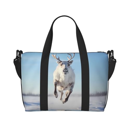 Phayah Reisetasche mit Rentier-Motiv, Sporttasche, Turnbeutel, Schultertasche, Wochenendtasche, Übernachtungstasche für Damen, Schwarz , Einheitsgröße von PHAYAH