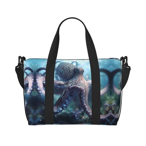 Phayah Riesige Octopus-Reisetasche, Sporttasche, Turnbeutel, Schultertasche, Wochenendtasche, Übernachtungstasche für Damen, Schwarz , Einheitsgröße von PHAYAH