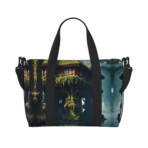 Phayah Schwimmende Island House Weekender-Tasche für Damen, Reisetasche, Übernachtung, Wochenendtasche, Sport, Fitnessstudio, Tragetasche, Crossbody-Tasche von PHAYAH