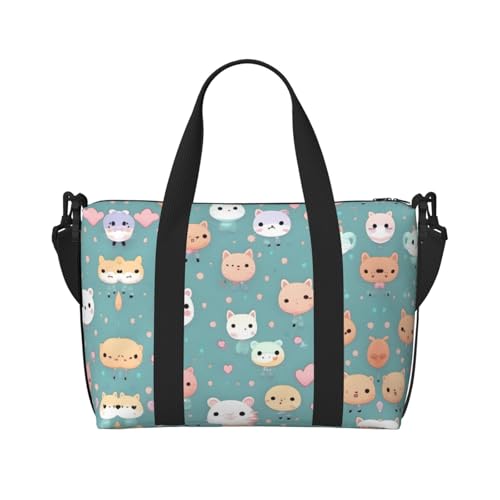 Phayah Süße Fuchs-Reisetasche, Sporttasche, Turnbeutel, Schultertasche, Wochenendtasche, Übernachtungstasche für Damen, Schwarz, Einheitsgröße von PHAYAH