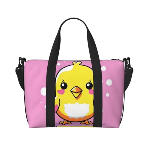 Phayah Süße Kawaii-Küken-Reisetasche, Sporttasche, Turnbeutel, Schultertasche, Wochenendtasche, Übernachtungstasche für Damen, Schwarz , Einheitsgröße von PHAYAH