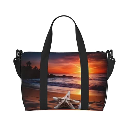 Phayah Sunset Beach Seestern Reisetasche Weekender Overnight Gym Tote für Frauen Mädchen Schultertasche Workout wasserabweisend, Schwarz , Einheitsgröße von PHAYAH