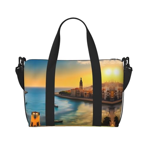 Phayah Sunset In Barcelona Reisetasche, Sporttasche, Turnbeutel, Schultertasche, Wochenendtasche, Übernachtungstasche für Damen, Schwarz, Einheitsgröße, Schwarz, One Size von PHAYAH