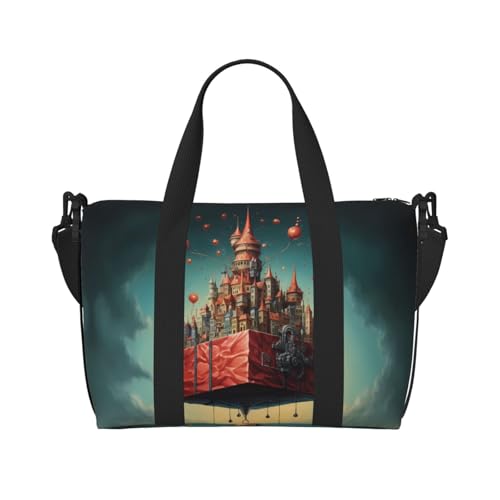 Phayah The Floating City Reisetasche, Sporttasche, Turnbeutel, Schultertasche, Wochenendtasche, Übernachtungstasche für Damen, Schwarz , Einheitsgröße von PHAYAH