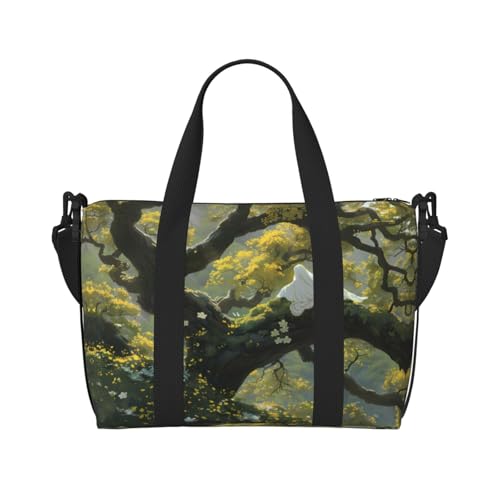 Phayah Tree White Robe Reisetasche, Sporttasche, Turnbeutel, Schultertasche, Wochenendtasche, Übernachtungstasche für Damen, Schwarz , Einheitsgröße von PHAYAH